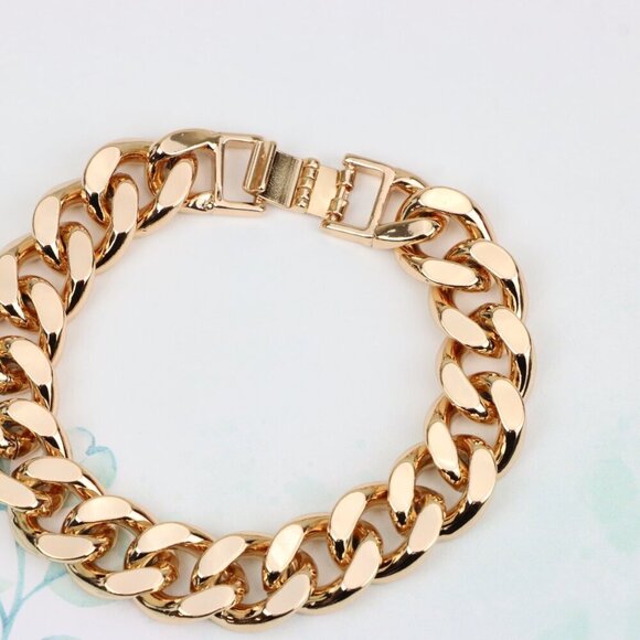 "Polished Rose Gold Chain Bracelet, Gold Plated, XPBL0888 - Picture 4 of 12